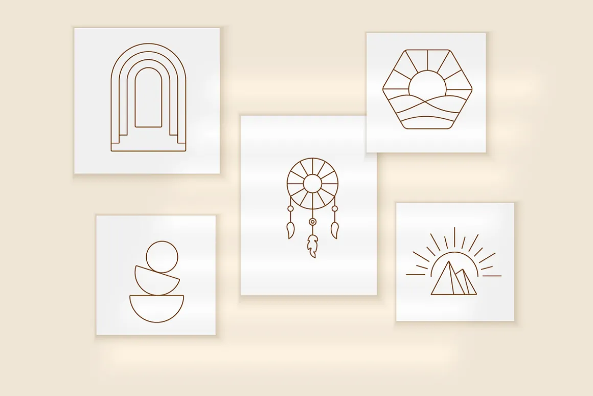 Boho logo design elements - vector