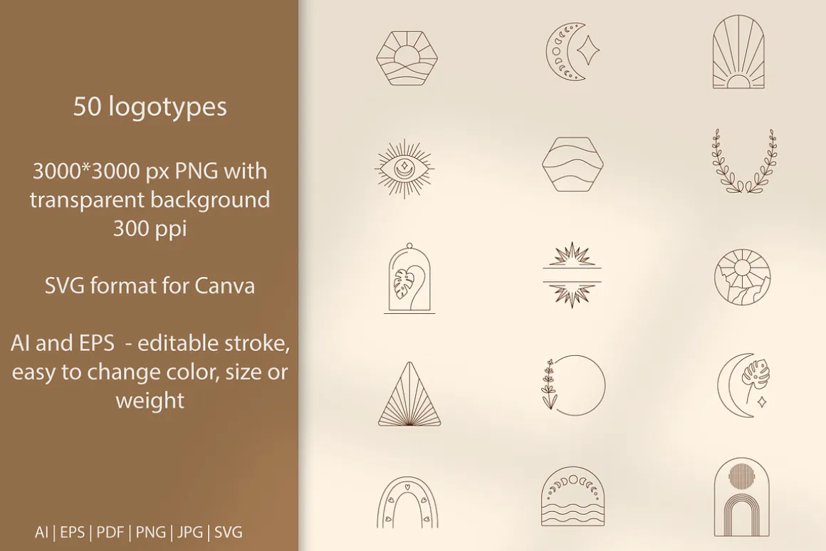 Boho logo design elements - vector