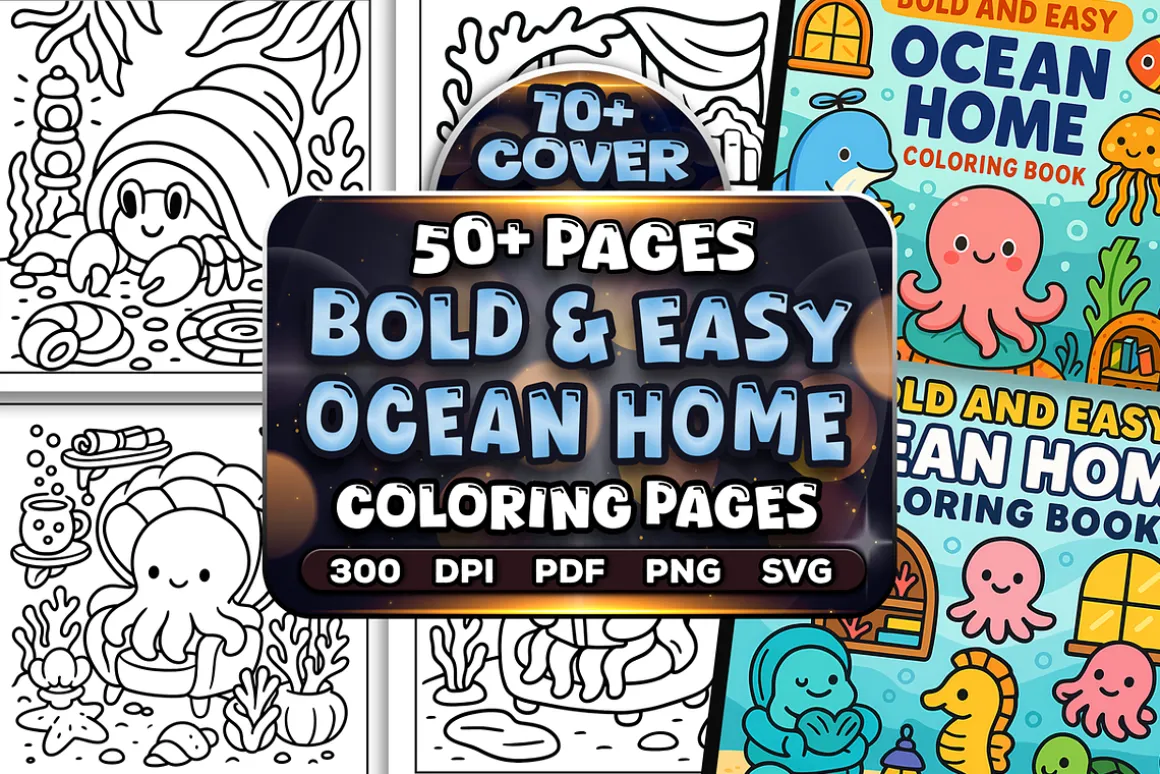 Bold Easy Ocean Home Coloring Pages