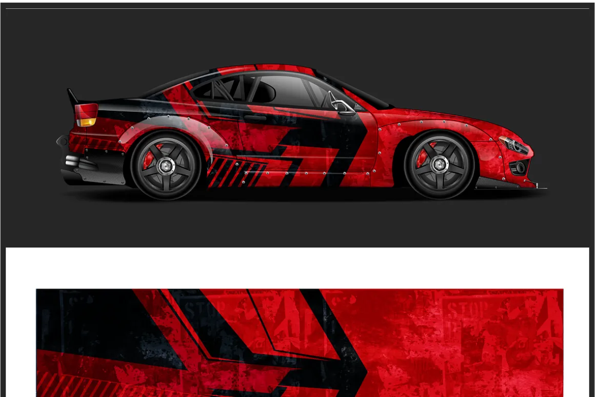 Bold Red Racing Car Wrap Design