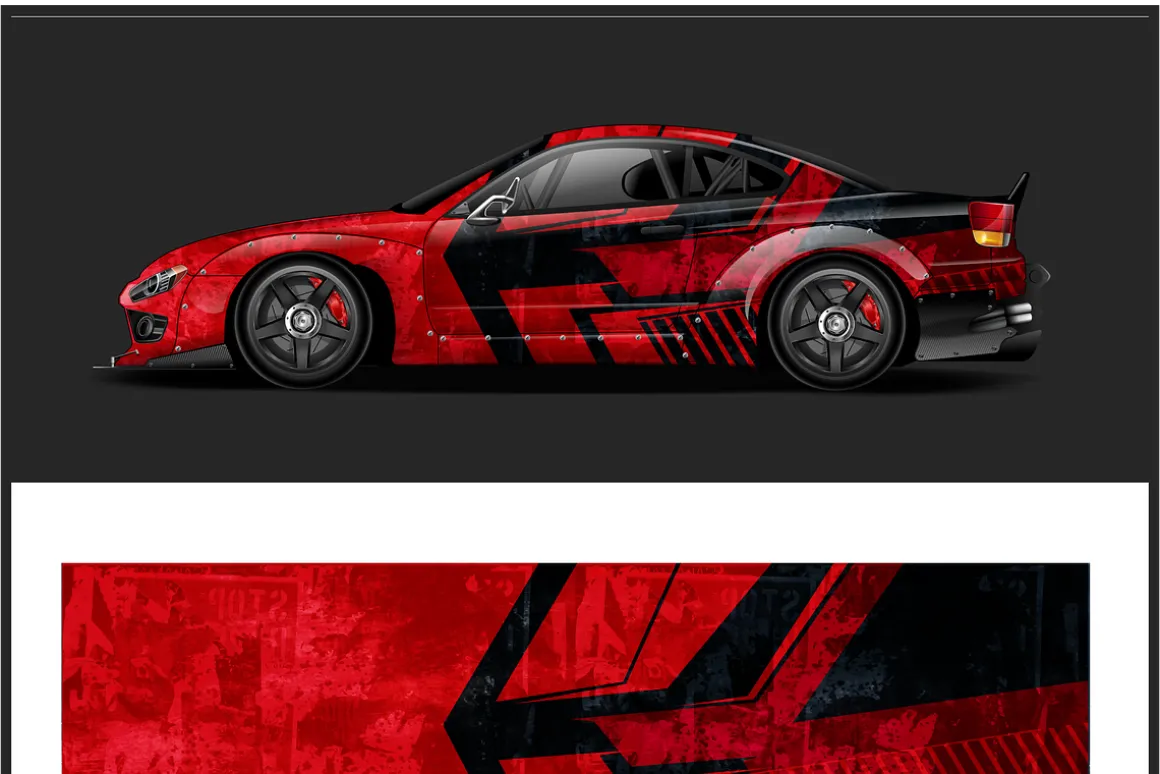 Bold Red Racing Car Wrap Design