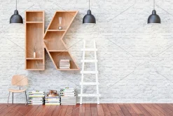 Bookshelf stock photo containing chair and decoration