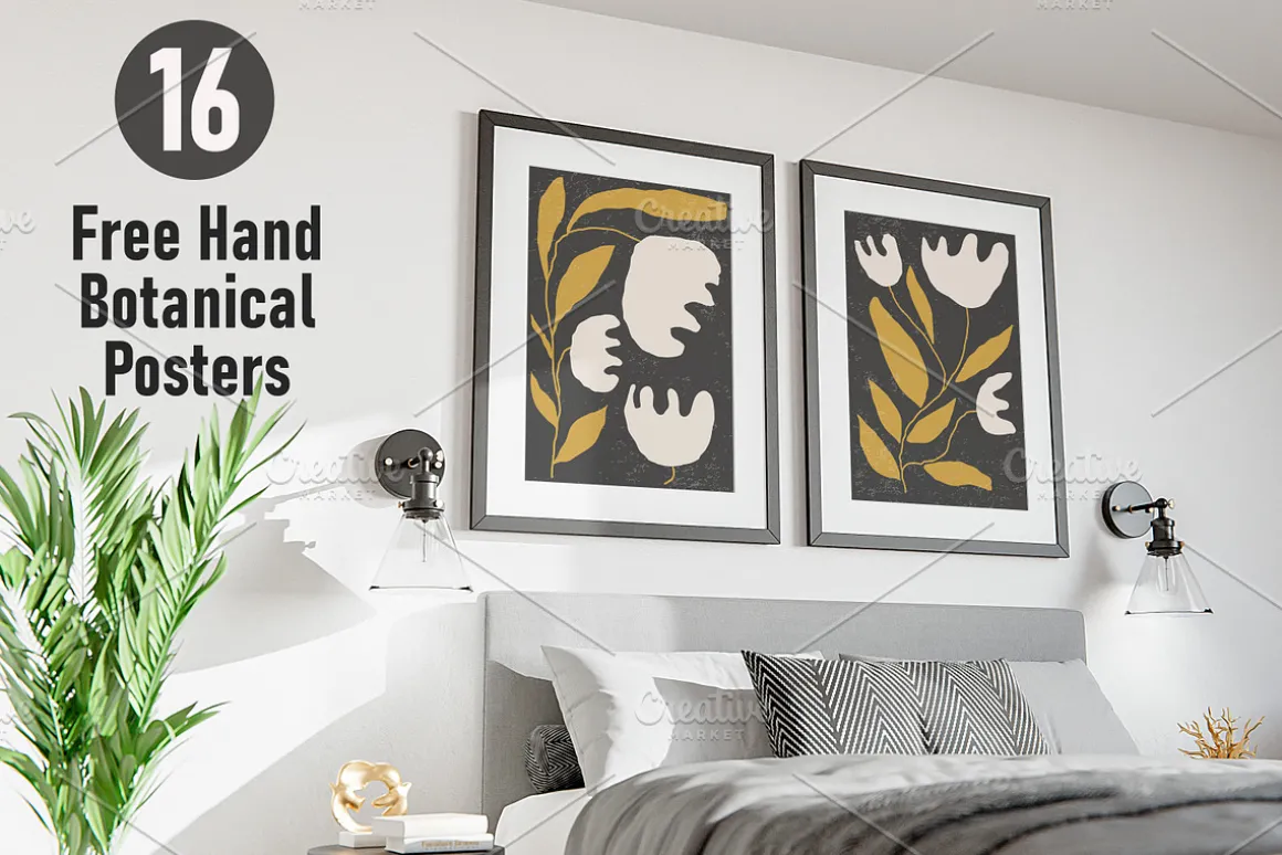 16 Botanical Mid Century Posters