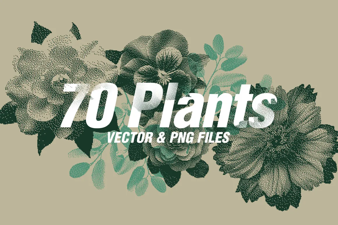 70 Botanic Dither Vector & PNG