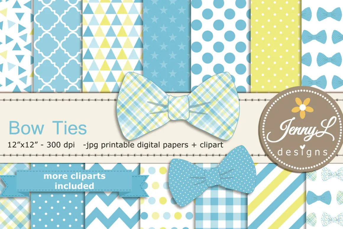 Bow Ties Digital Paper & Clipart