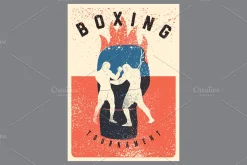 Boxing grunge vector poster set.
