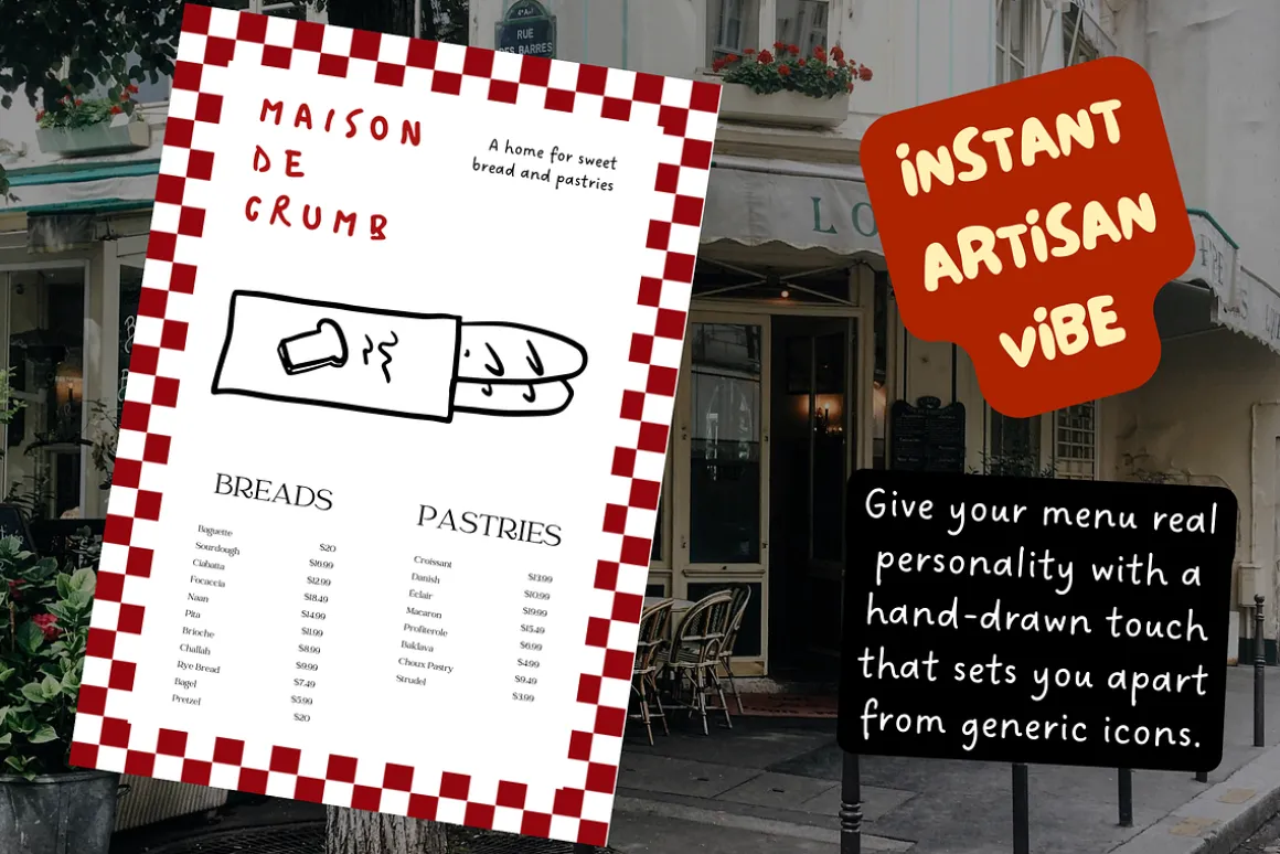 140+ Bread & Bakery Hand-Drawn Set