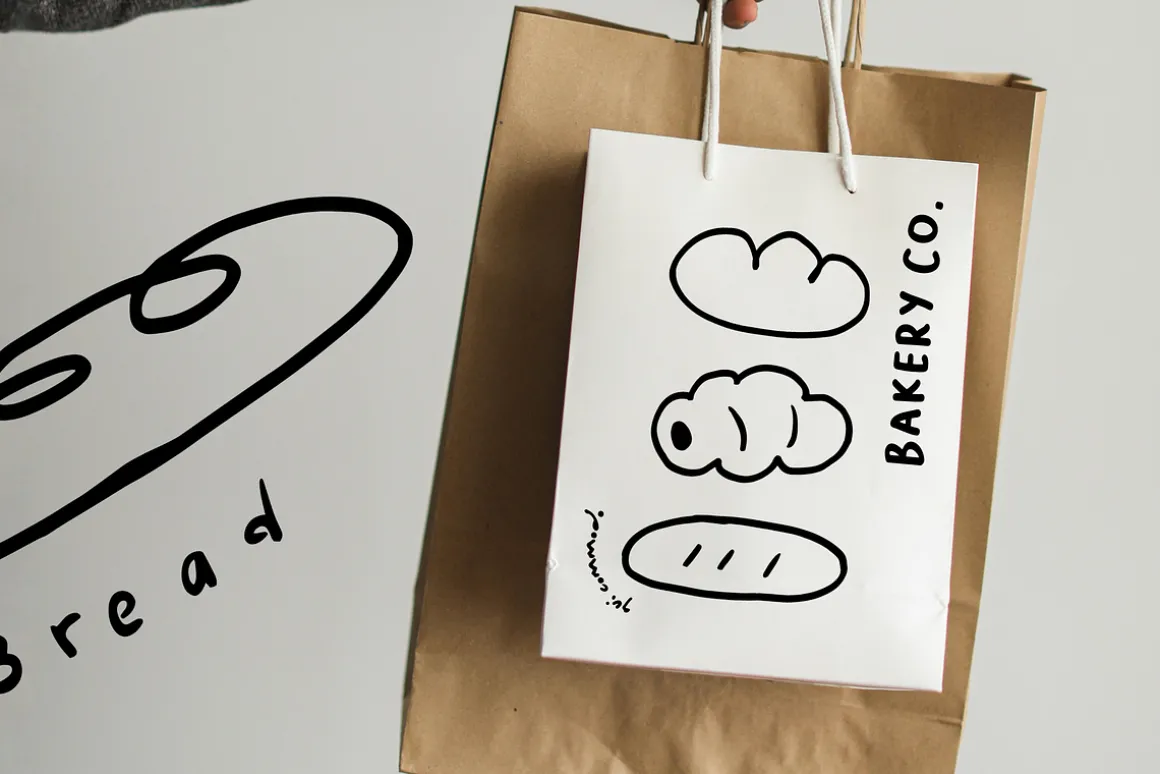 140+ Bread & Bakery Hand-Drawn Set