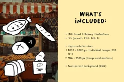 140+ Bread & Bakery Hand-Drawn Set