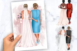 Bride and mom clipart