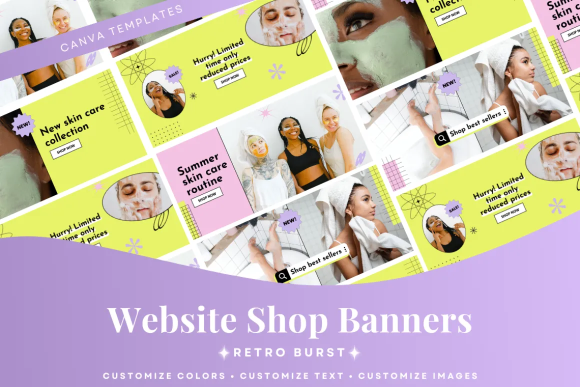 Bright Retro Shopify Website Banners