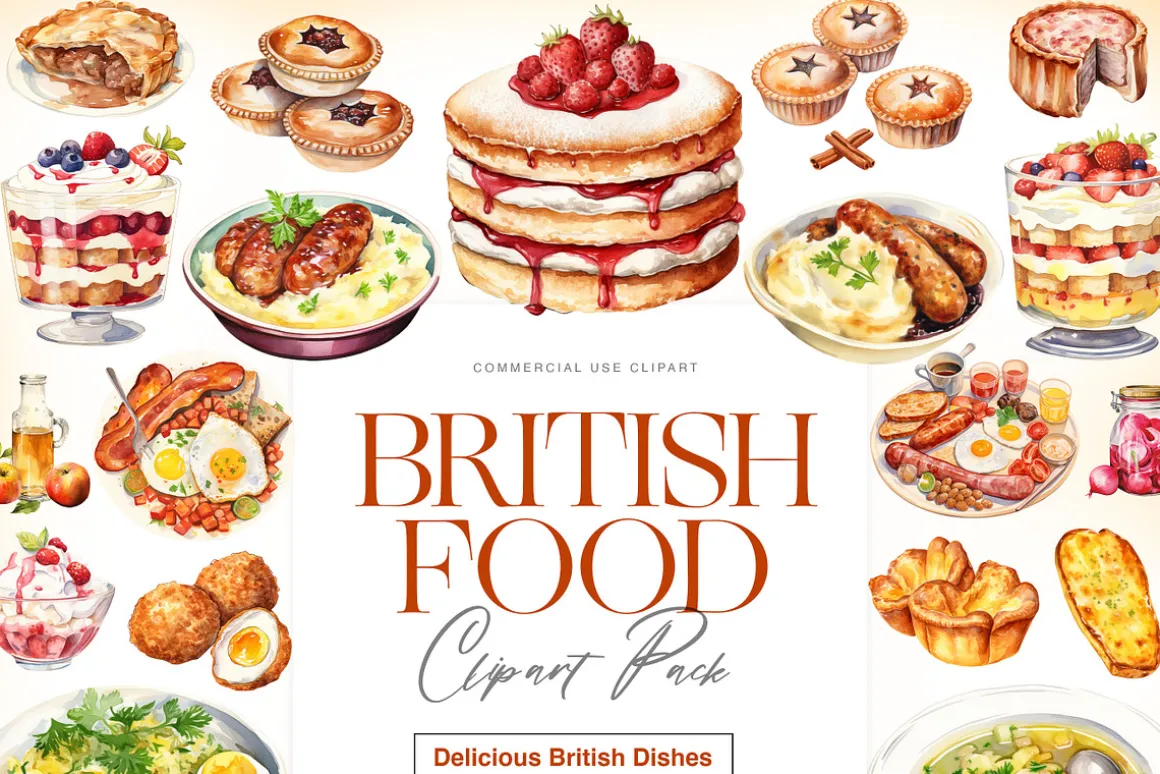 British Food Clipart, Fish and Chips