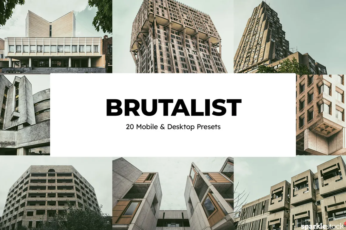 20 Brutalist Lightroom Presets LUTs
