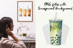 Bubble Tea Watercolor Clipart