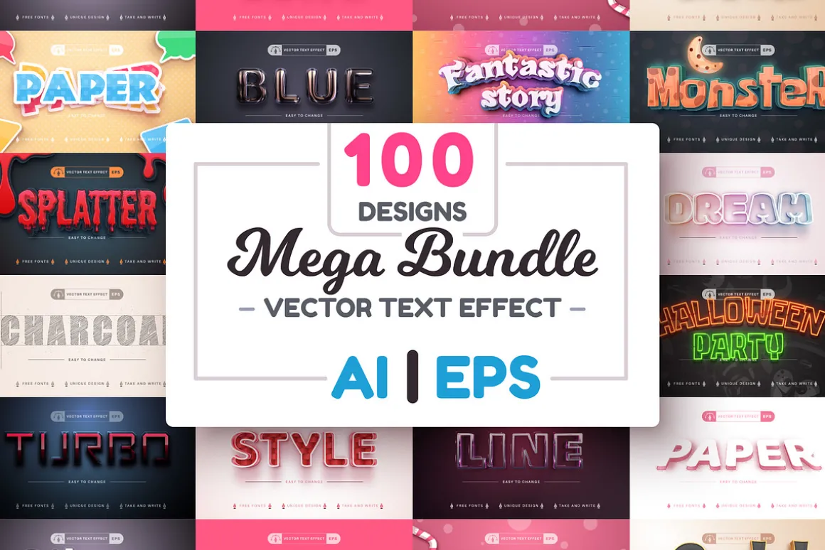 Bundle 100 Editable Text Effects