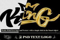 Bundle 4 PSD Y2K Gplden Text Effect