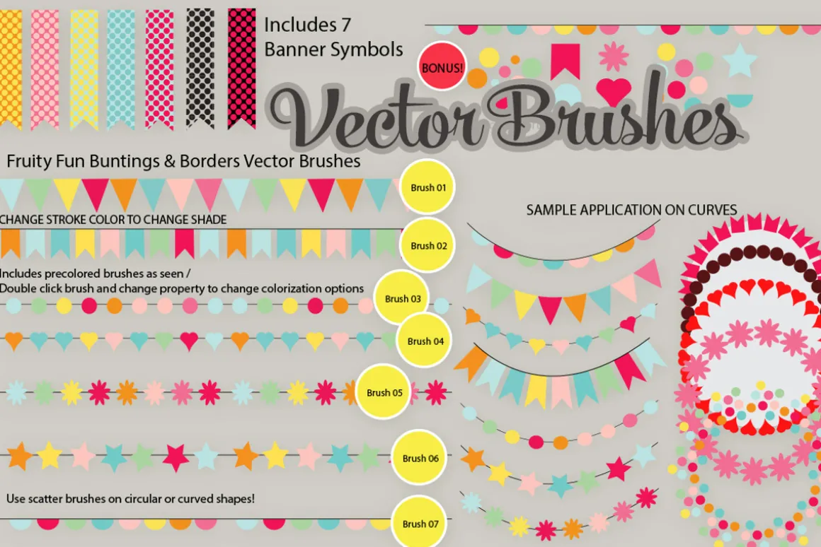 Buntings Banners Vector Brushes SALE