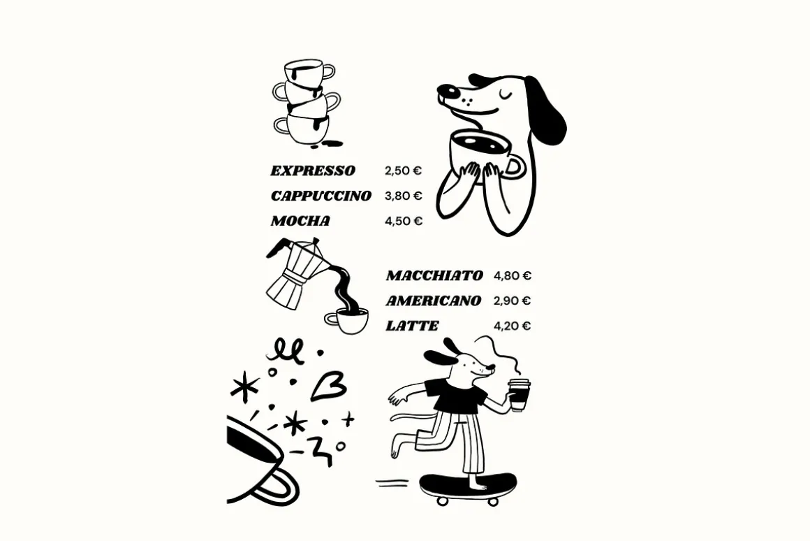 Café & Coffee Line Art Illustrations