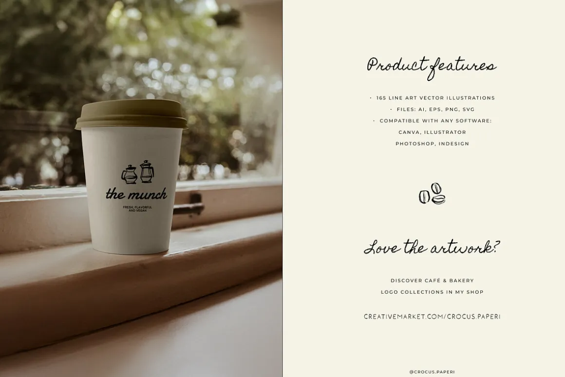 CAFÉ & COFFEE line art illustrations
