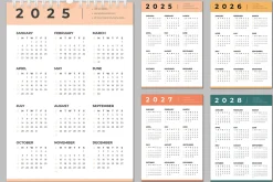 Calendar Set For 2025 To 2028 Years