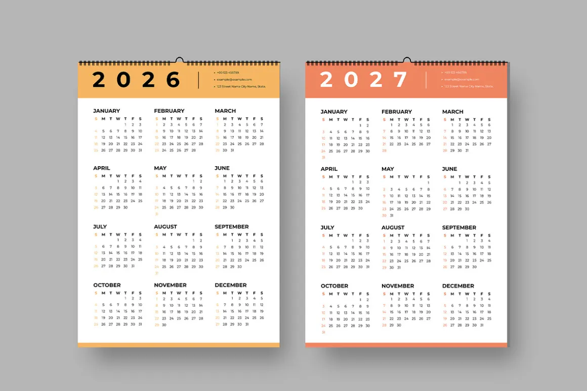 Calendar Set For 2025 To 2028 Years