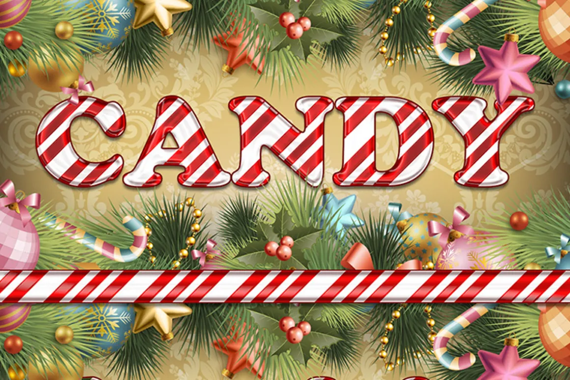 Candy Cane Text for Photoshop