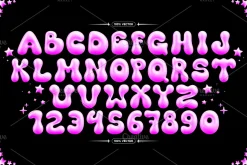CANDY 3D BUBBLE FONT VECTOR