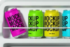 Cans Mockup - Fridge Scene