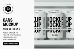 Cans Mockup - Fridge Scene
