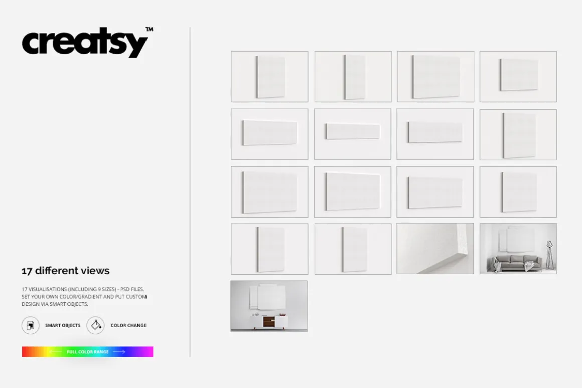 Canvas Print Many Sizes Mockup Set
