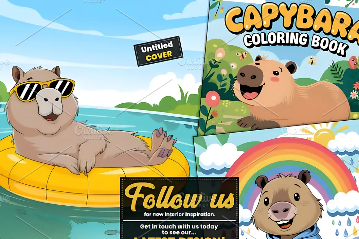 Capybara Kids Coloring Book Pages