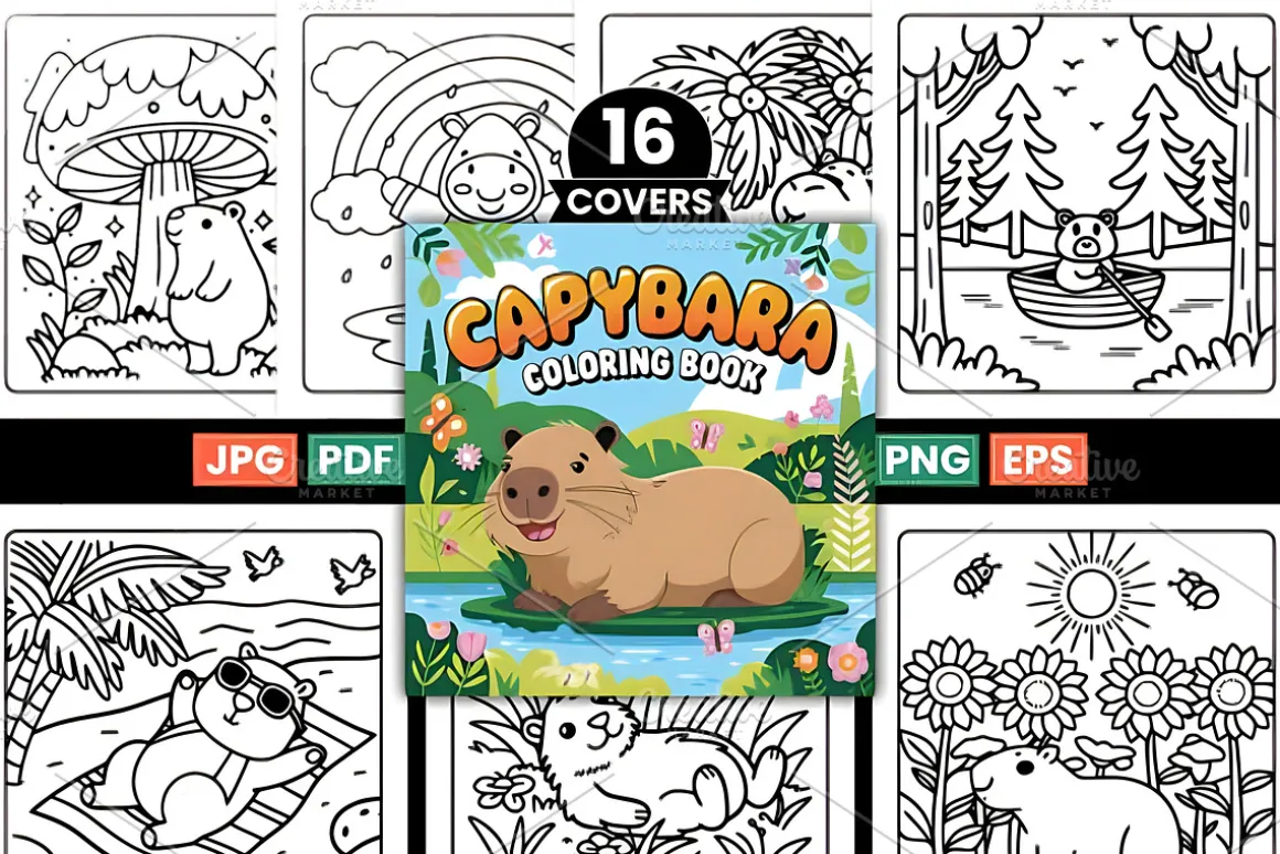Capybara Kids Coloring Book Pages
