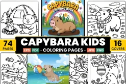 Capybara Kids Coloring Book Pages