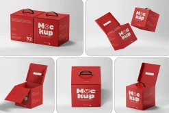Cardboard Box Mockup with Handle