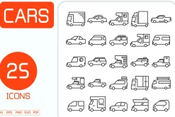 Car Line Icons Set