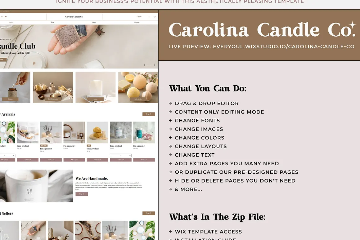 Carolina Candle Co. Wix Template
