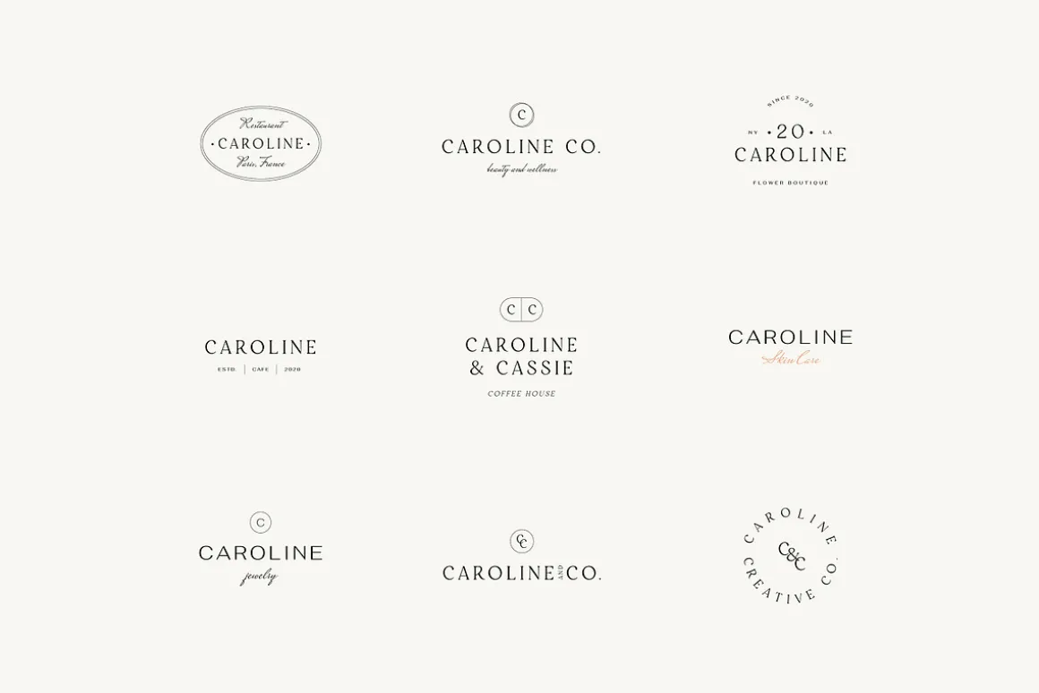 Caroline Minimal Logo Kit Ai,Eps,Psd