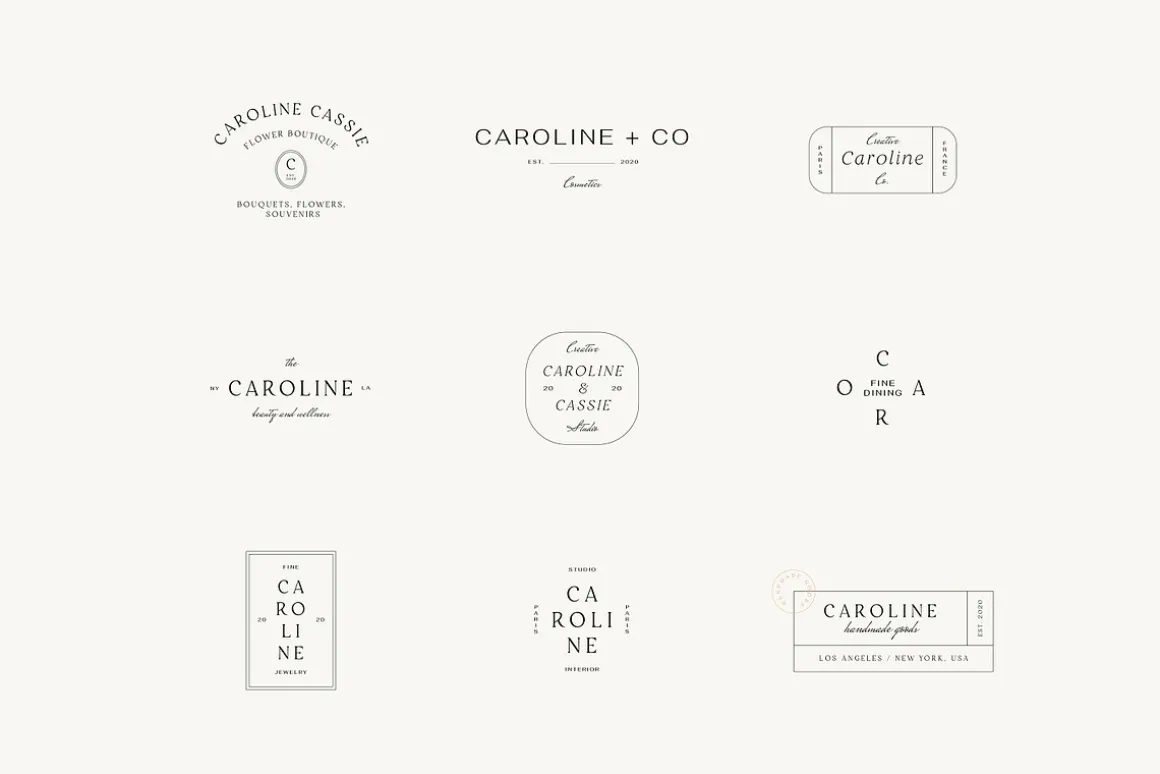 Caroline Minimal Logo Kit Ai,Eps,Psd