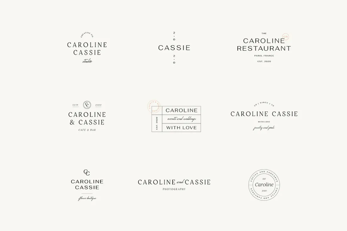 Caroline Minimal Logo Kit Ai,Eps,Psd