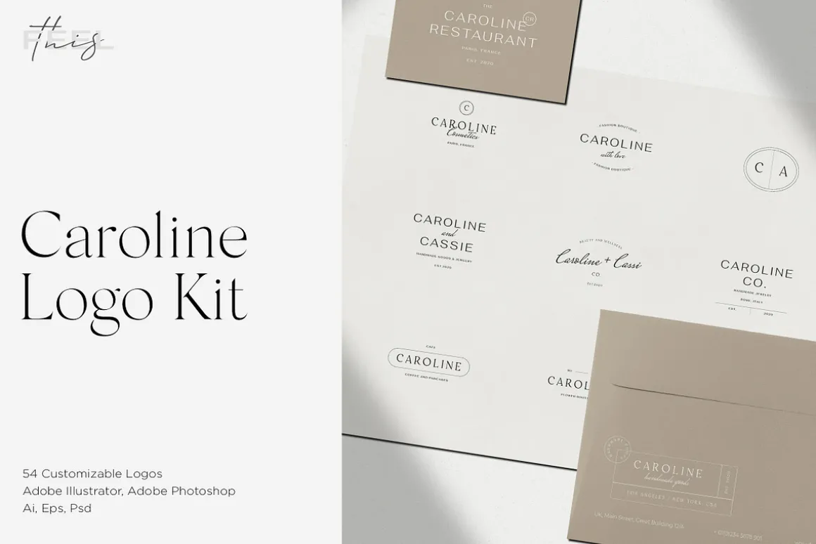 Caroline Minimal Logo Kit Ai,Eps,Psd