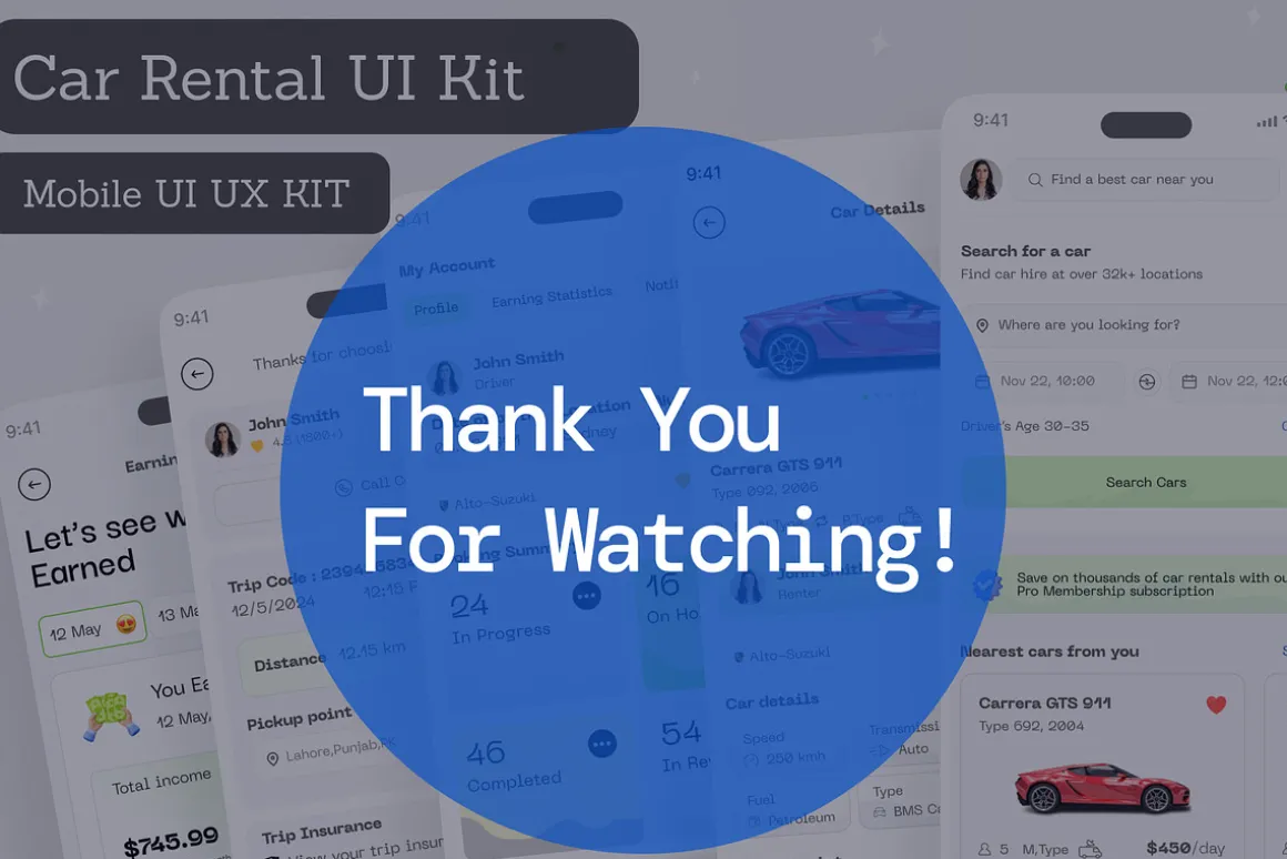 Car Rental Mobile App UI Kit