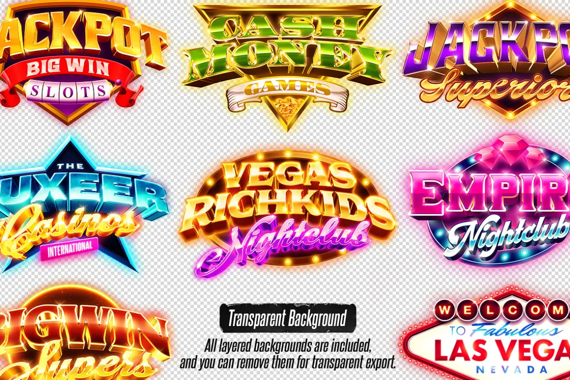Casino Game Text Effects (12 PSDs)