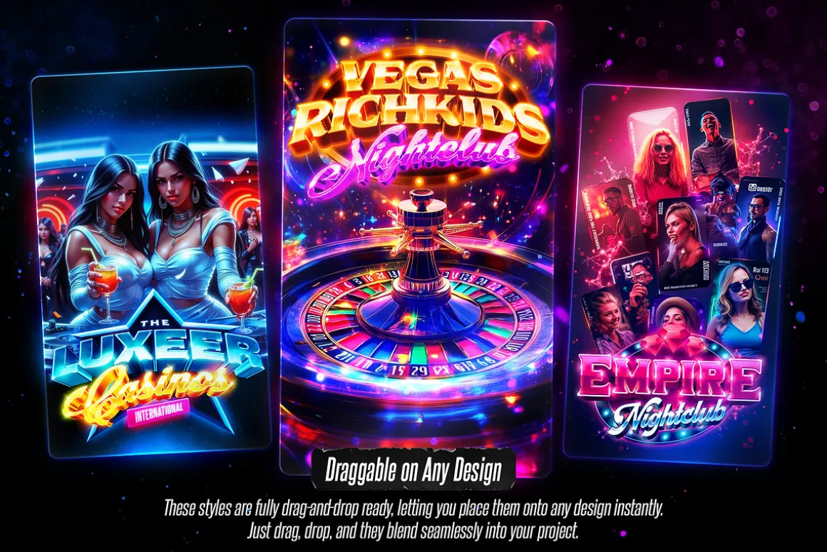 Casino Game Text Effects (12 PSDs)