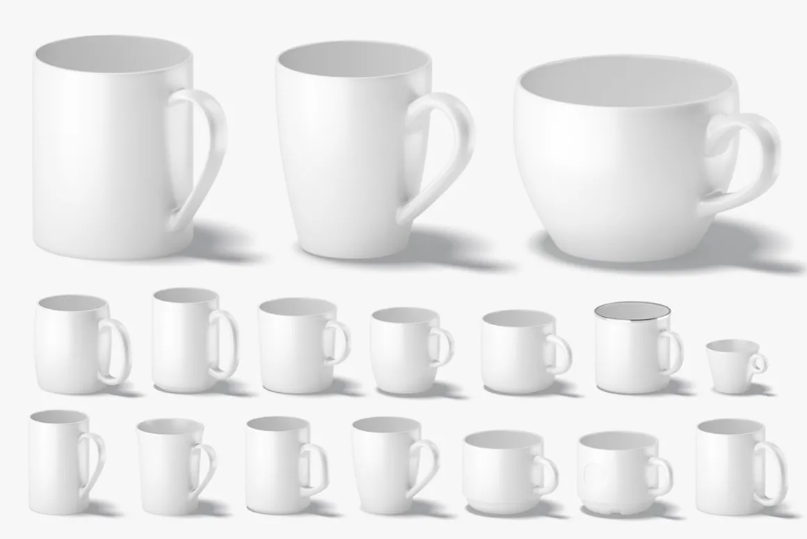 18 Ceramic Mugs 3D Model