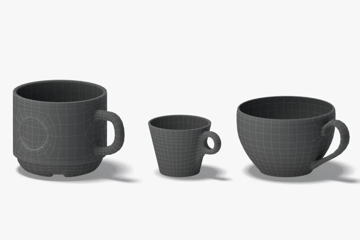 18 Ceramic Mugs 3D Model