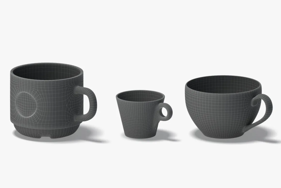 18 Ceramic Mugs 3D Model