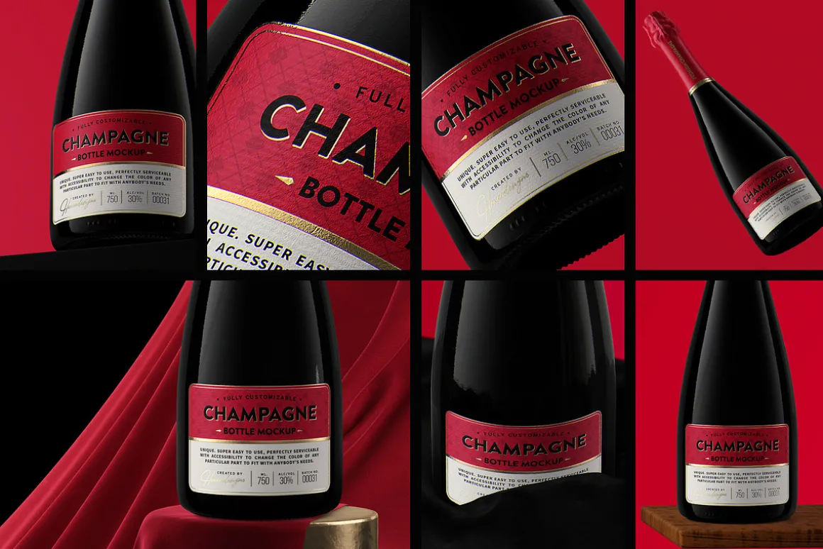 Champagne Bottle Mockup V2