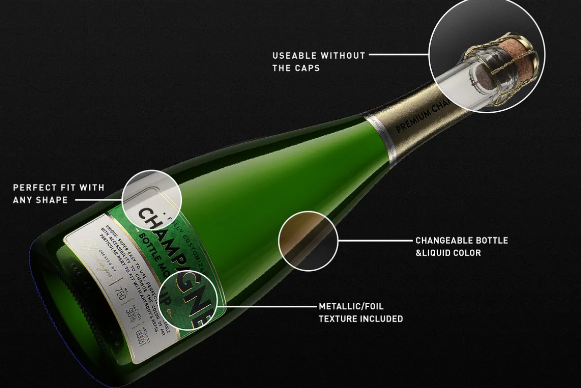 Champagne Bottle Mockup V2