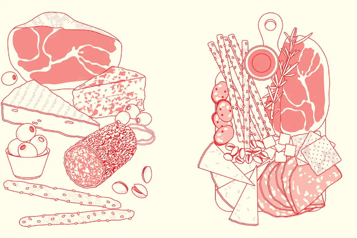 Charcuterie Vector Food Illustration