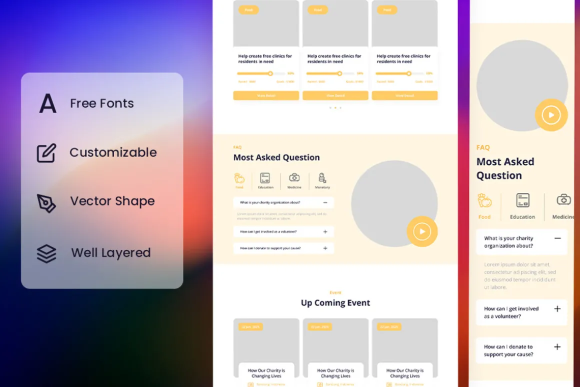 Charity Wireframe Website Vol. 09